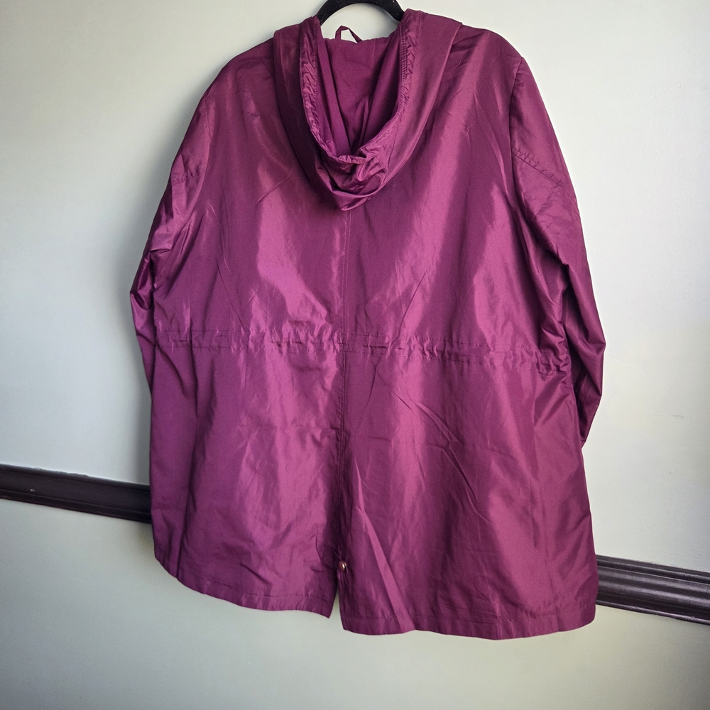 Intl. Details Plus Size 22/24 Gorpcore Plum Hooded Windbreaker Anorak - Picture 6 of 6